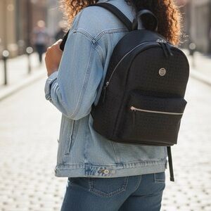 Tommy Hilfigure Black Patterned Backpack